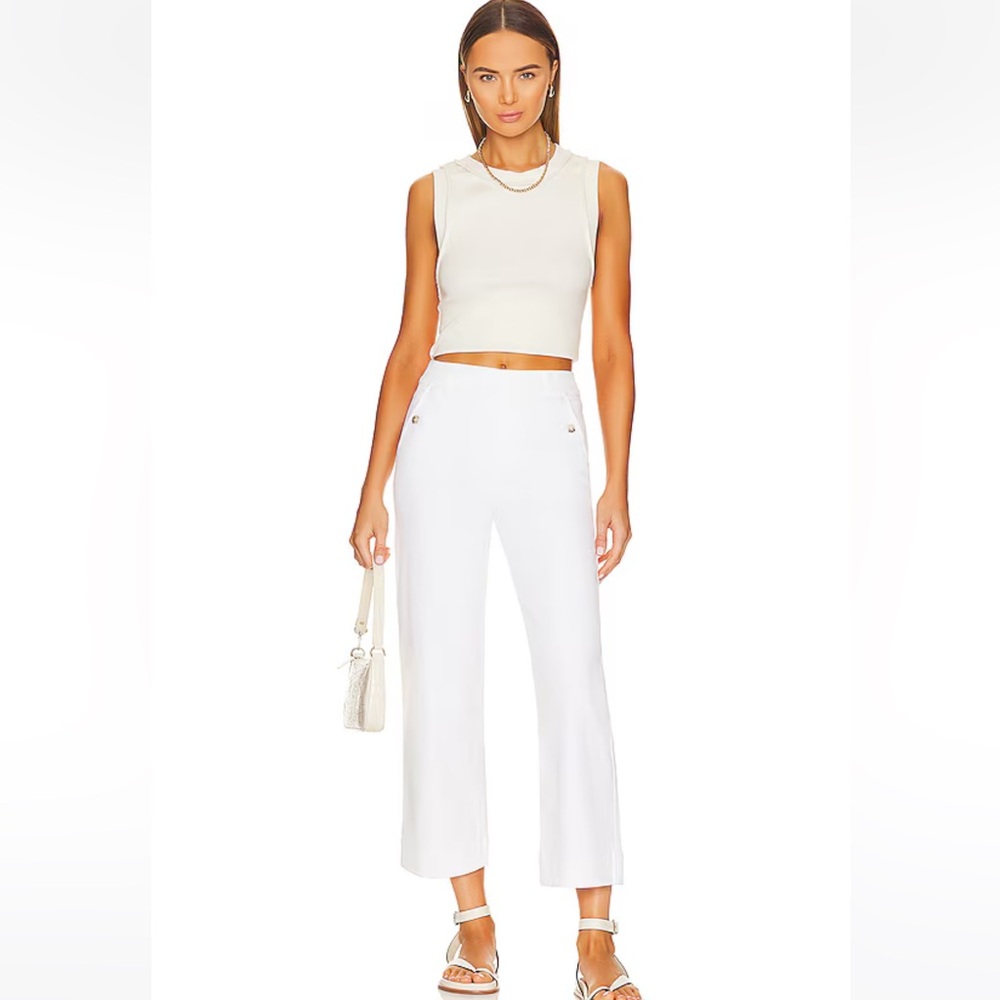 Spanx Twill Cropped Wide Leg Pants in Bright White